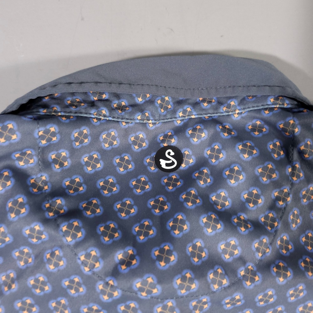 Swannies Golf Polo Mens XL Blue Geometric Performance Short Sleeve Shirt - Picture 6 of 7